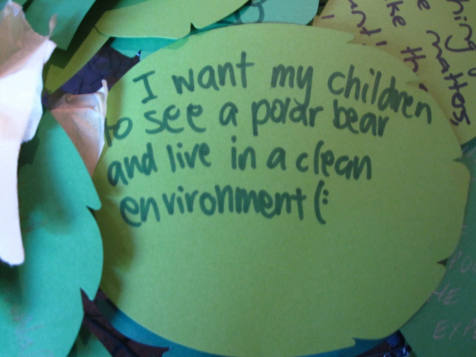 one of the feathers filled out by New Zealand children for the Words on a Wing project | (c) Te Papa