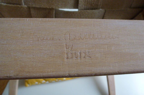Impressed marks show the signature of Mathsson and the manufacturer DUX. Photograph by Justine Olsen. Te Papa