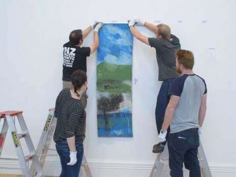 During installation of Northland Panels. Image courtesy of Auckland Art Gallery Toi o Tamaki