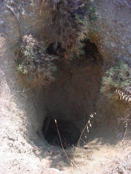 A collapsed tunnel dug by the Anzacs at the Apex after the August 1915 offensive in preparation for winter. Photo by David Pugsley.