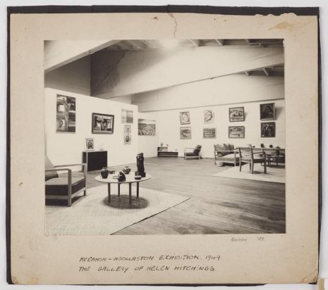 ‘Photograph of the McCahon-Woollaston Exhibition’, 1949, Wellington, by John Ashton. Te Papa (CA000124/001/0053)