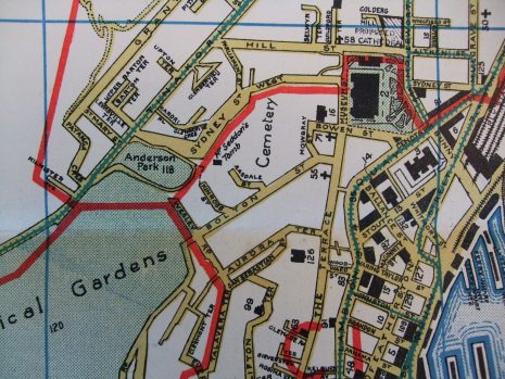 Detail from street map of greater Wellington, Ferguson & Osborn Ltd, circa 1930