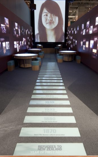 The timeline in The Mixing Room exhibition. Photo by Kate Whitley (Te Papa, MA_I.302077).
