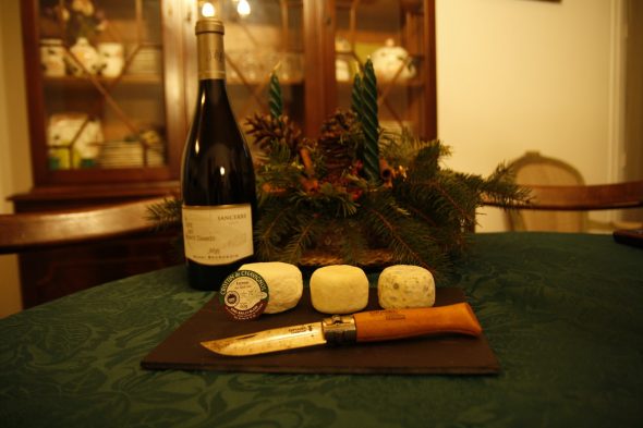 Crottins de Chavignol (a renowned locally-produced goat-cheese) goes perfectly with the Sauvignon Blanc produced within a few kilometers of each other. Photo: Susan Waugh; Copyright, Susan Waugh. 