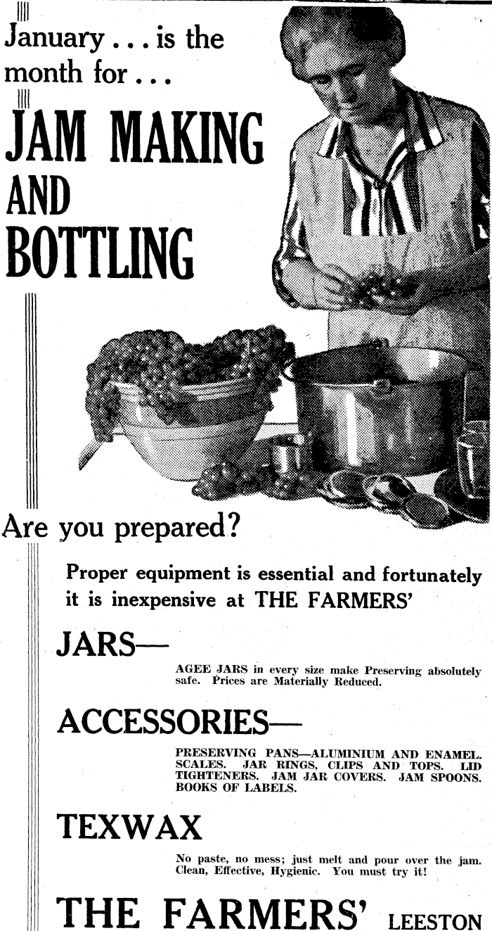 'This is the time for jam making and bottling.' Ellesmere Guardian, 25 February 1938. Copyright Fairfax Media. CC BY-NC-SA licence.