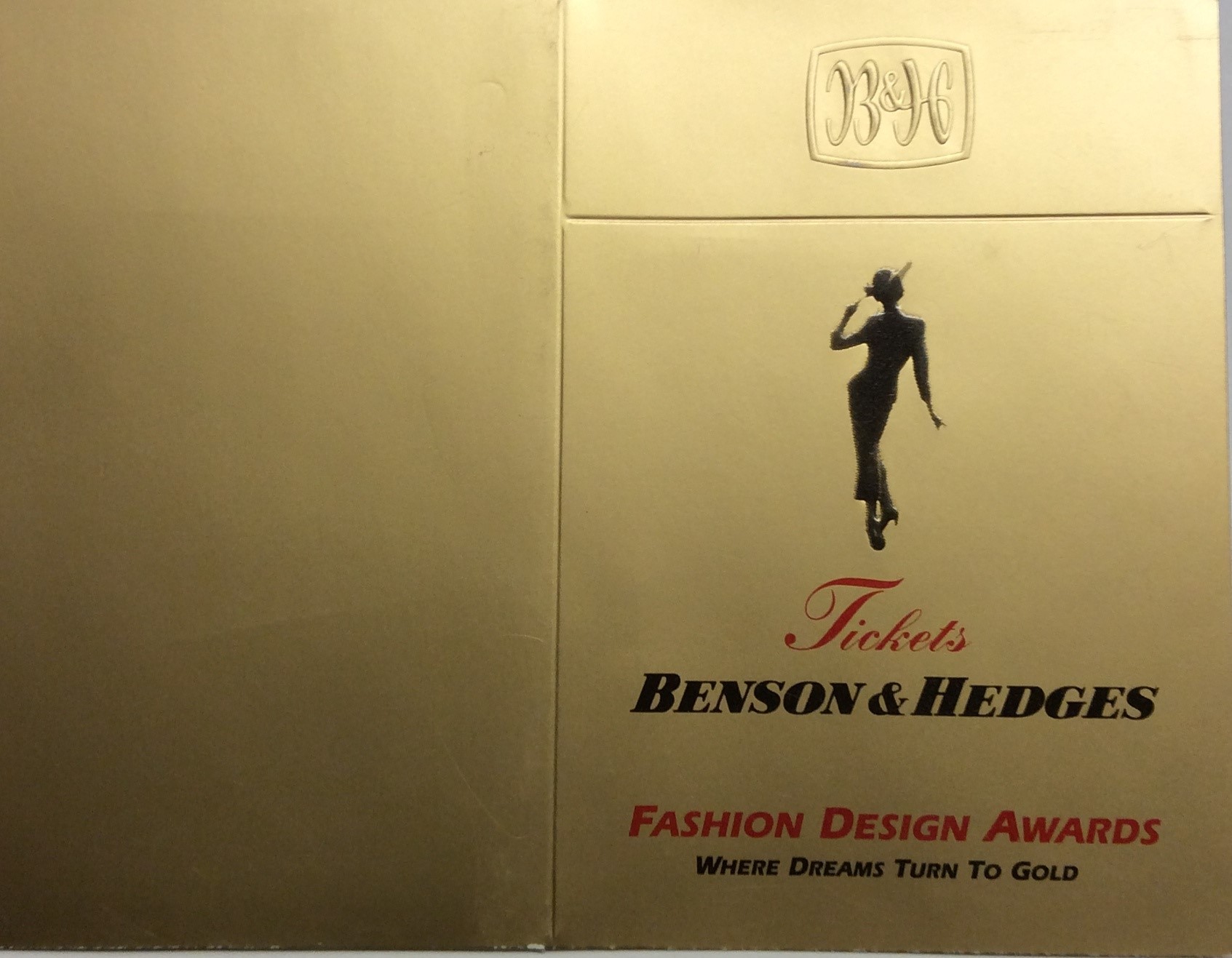 Close-up of a Benson & Hedges invitation