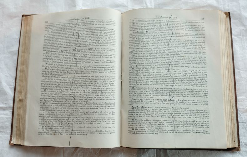  Historic annotations possibly by John A. Wall: The local government guide and ratepayers' manual of New Zealand, 1886, Christchurch, By Wilfred Badger. Gift of Dr C.G.F.Morice. Te Papa (IM23895)