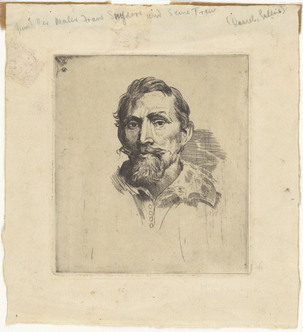 Etching of a man's face on a some scrappy-looking card