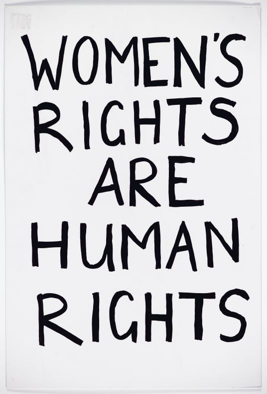 A protest sign saying Women's rights are human rights